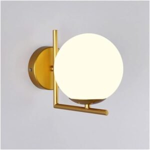 Diamond Electricals Modern Right Angle Wall Lamp with a frosted glass globe.