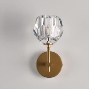 Diamond Electricals Modern Crystal Wall Sconce with a gold flower and glass design.