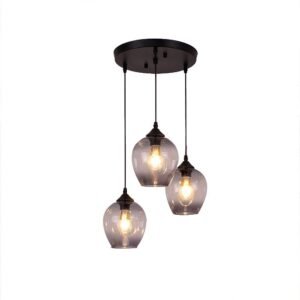 Diamond Electricals 3-Light Modern Glass Chandelier with smoke gray shades.