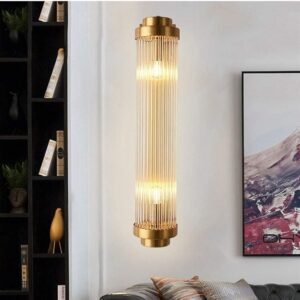 Diamond Electricals Modern Crystal Wall Lamp with a gold helix design.