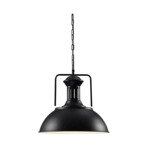 Diamond Electricals black Retro Industrial Pendant Light with a bowl-shaped shade.