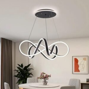 Diamond Electricals Modern Ribbon Pendant Light with a black intertwined design.