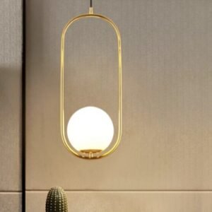 Diamond Electricals Modern Oval Frame Pendant Light with a gold finish.