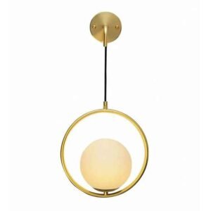 Diamond Electricals Modern Globe Wall Sconce with a gold ring.